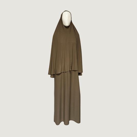 Jersey khimar set toffee