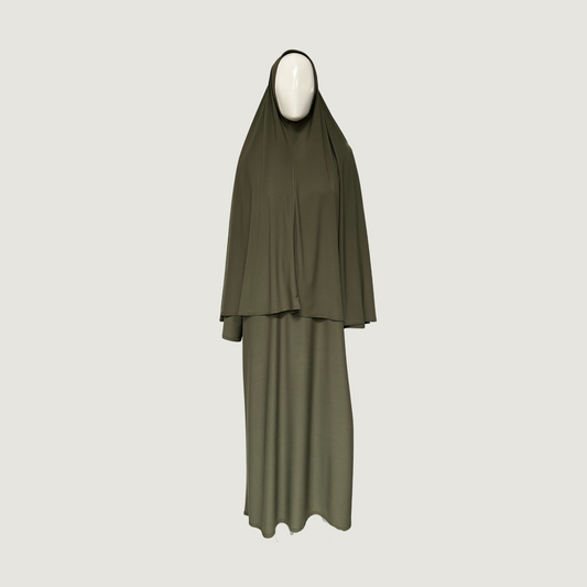 Jersey khimar set olive green